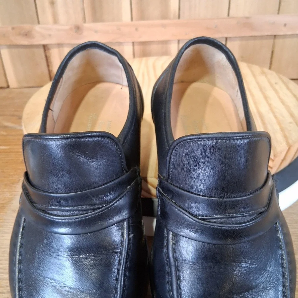 Hitchcock Shoes Mens‎ 7 5E Black Leather Penny Slip On Dress Made In Italy